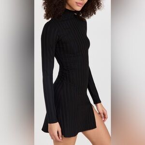 REFORMATION Libra Ribbed Knit Mini Dress (M/Black)